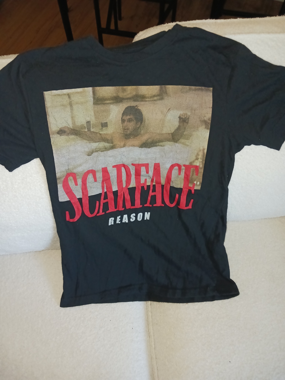 Kids Black Scarface Graphic Tee with Red Logo